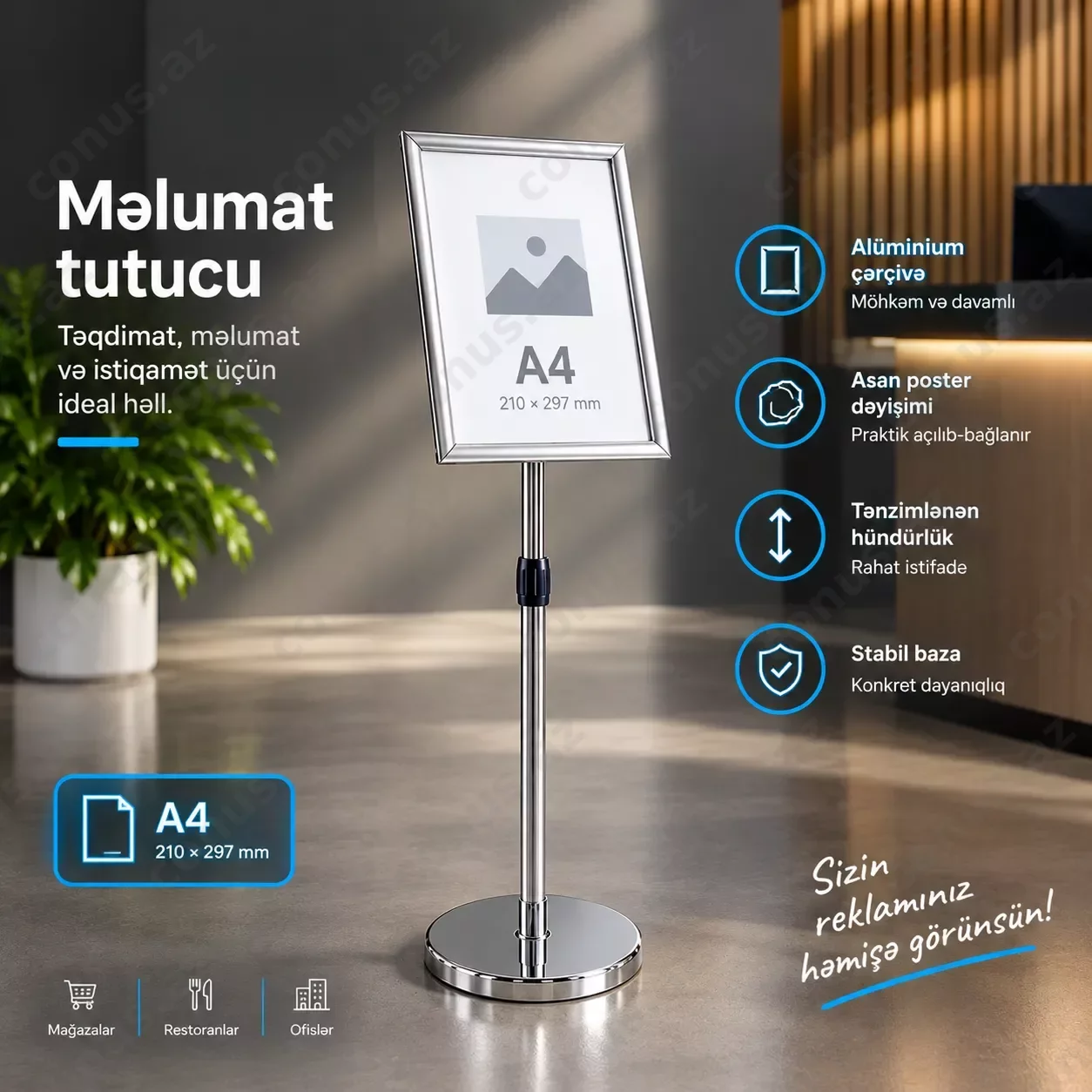 A4 Ayaqlı Məlumat Tutucu | Reklam və İnformasiya Stendi